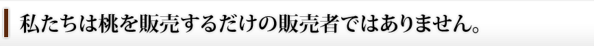 私たちは桃を販売するだけの販売者ではありません。